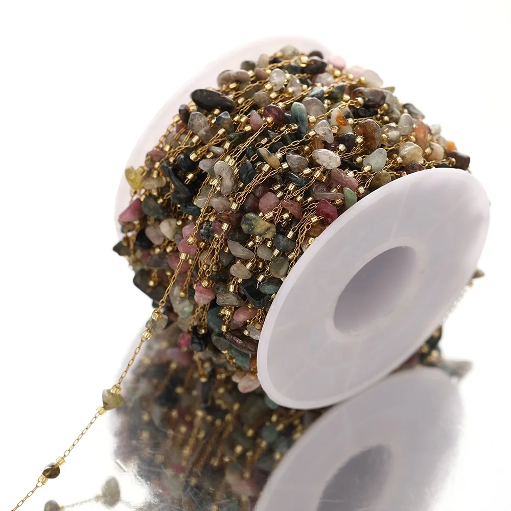 10 متر الفولاذ المقاوم للصدأ البني والأحمر سلاسل الحجر الطبيعي DIY بها بنفسك صنع المجوهرات قلادة العثور على مكونات سوار الملحقات