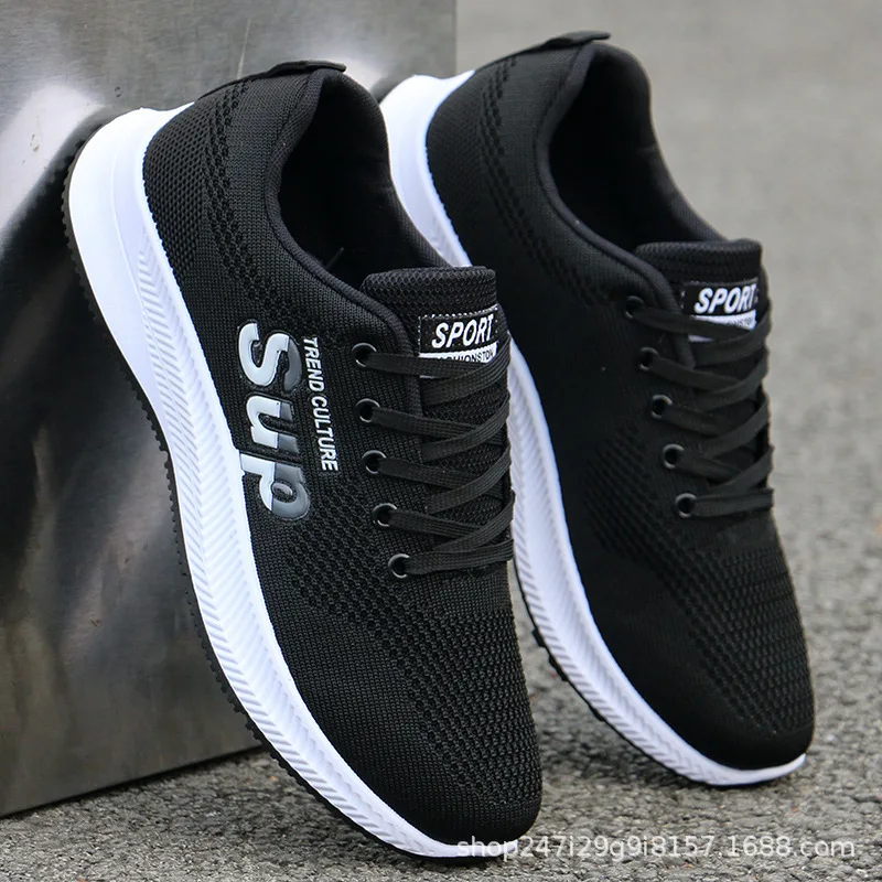 Spring new men's casual shoes sports  running breathable fly-woven mesh
