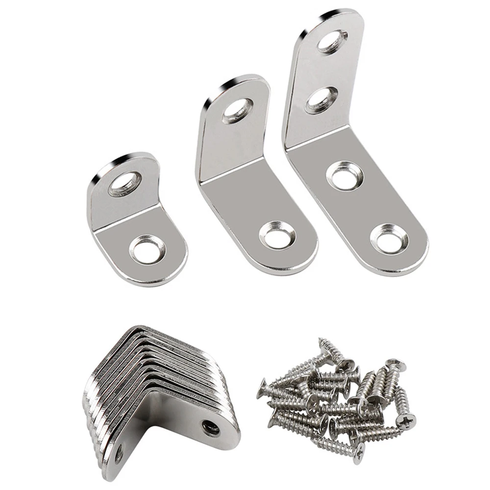10 pezzi in acciaio inox 90 ° staffa a forma di L mobili per la casa staffa angolare armadio armadio fissaggio accessorio