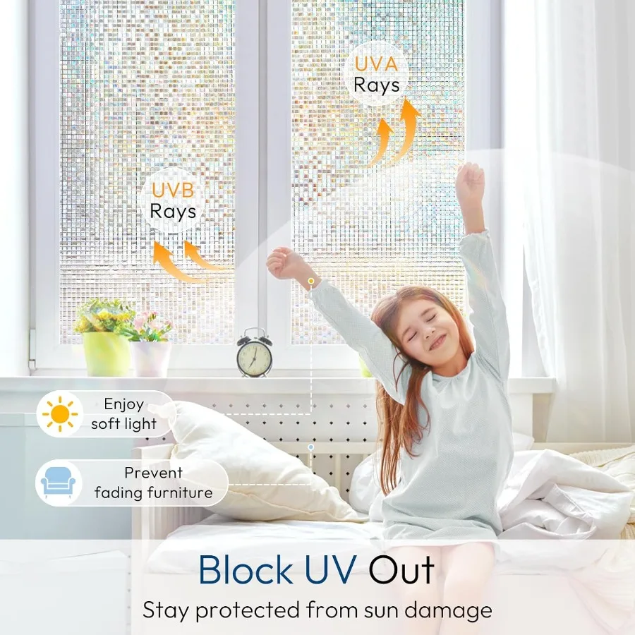 نافذة الخصوصية فيلم الزجاج الملون شباك الفيلم فسيفساء قوس قزح الزجاج الزخرفية تتشبث للإزالة ساكنة تتشبث تينت الأشعة فوق البنفسجية حجب غير #4