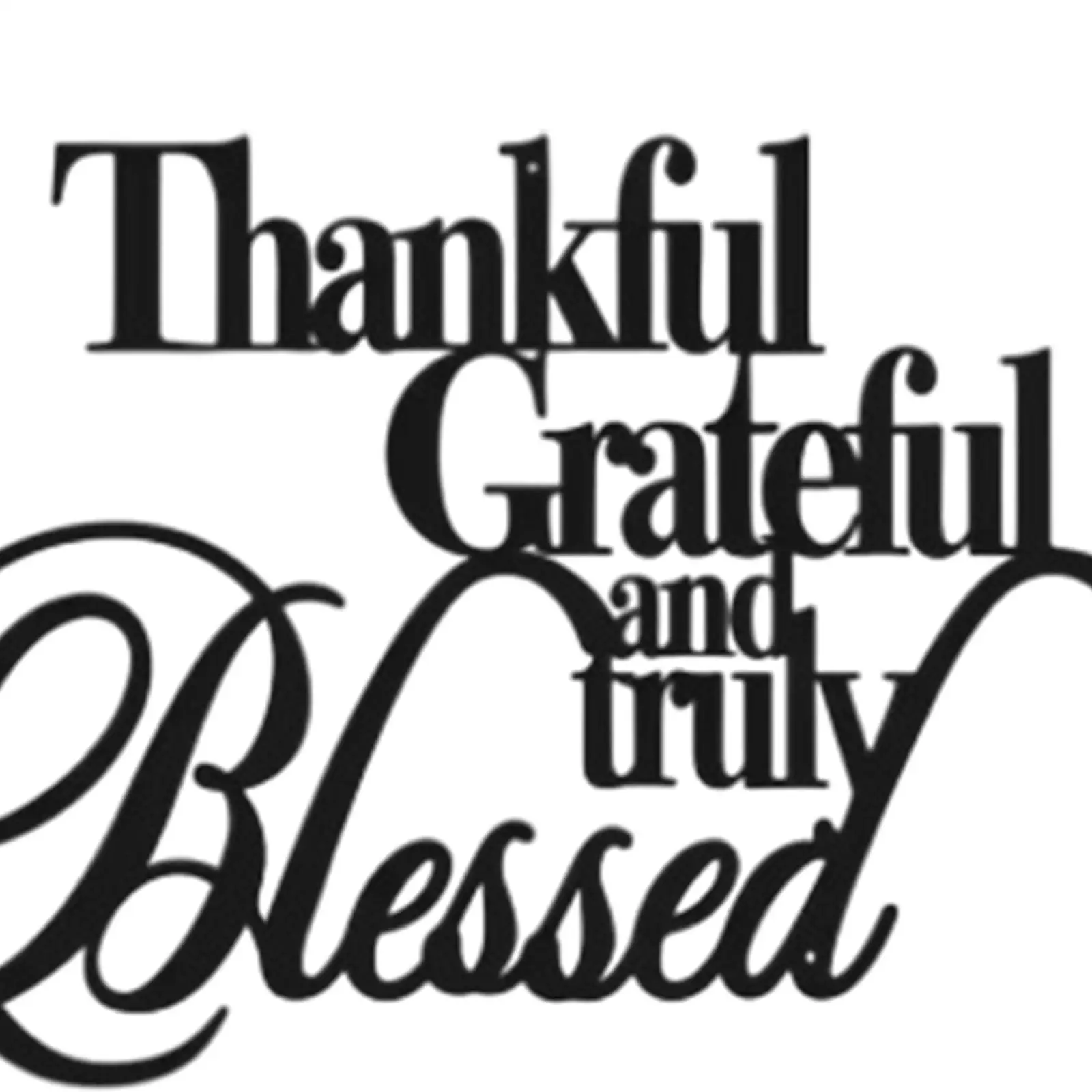 Black Iron Thankful Grateful Blessed Wall Decor Modern Style Collectible Artwork for Home Kitchen Office
