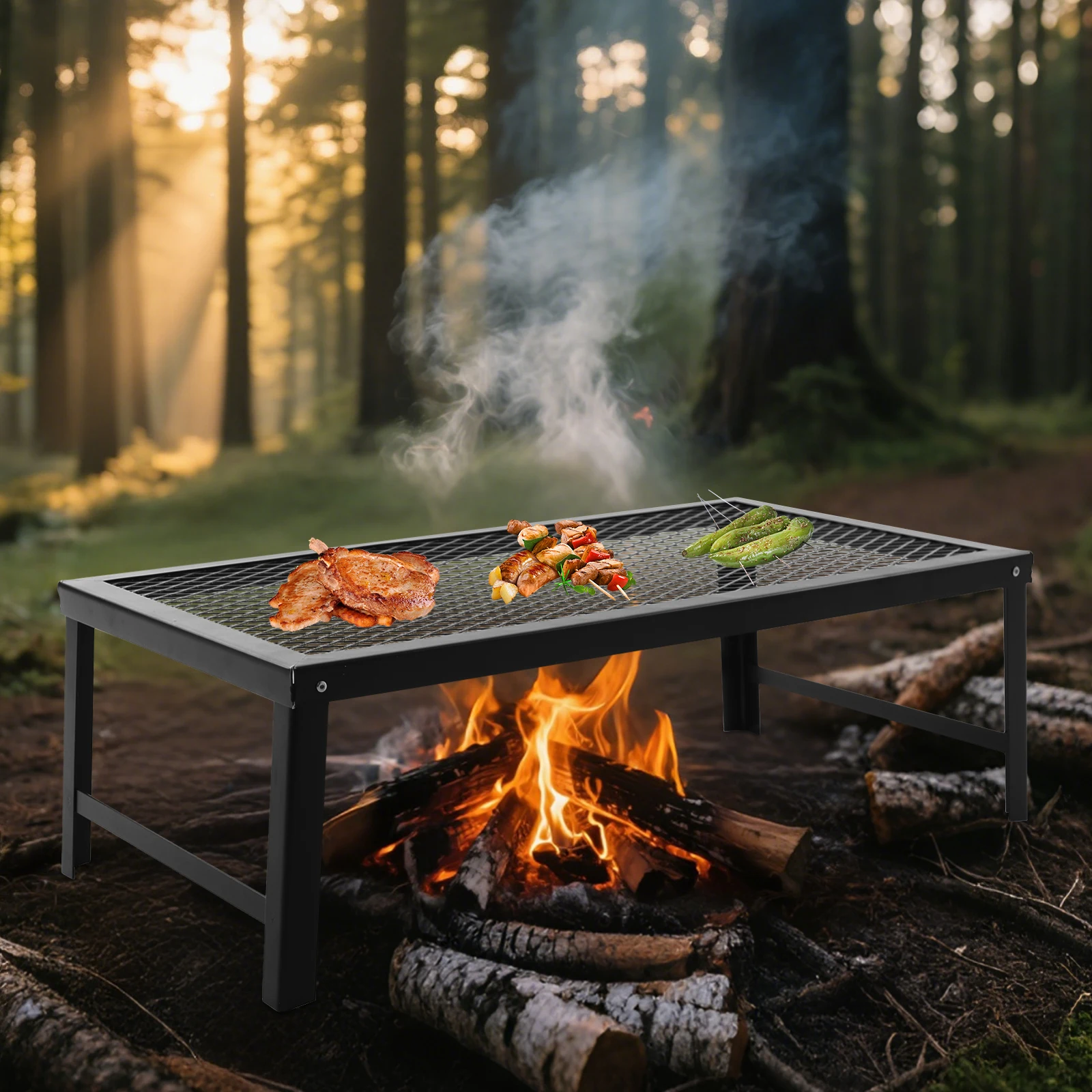 Portable Foldable Camping Gril - Camping Cooking Fire Pit recension och pris