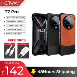 HOTWAV T7 Pro teléfono móvil ultradelgado y resistente pantalla FHD + 2K de 6,6 pulgadas 12(6 + 6)GB 256GB batería de 6280mAh teléfono móvil de 64MP