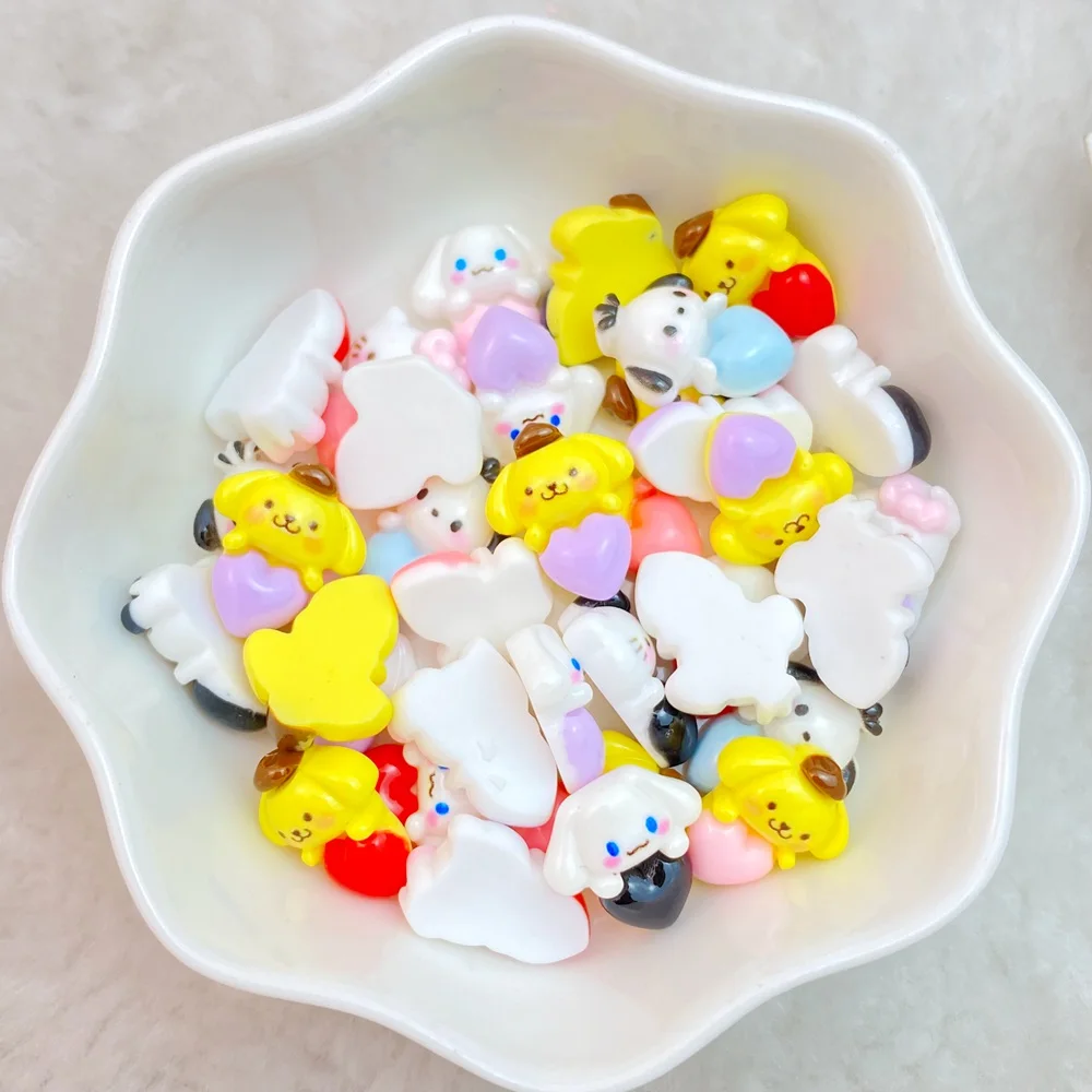 20 stuks nieuwe schattige hars mini kleine hond, kat serie platte achterkant manicure onderdelen versieringen voor haarelastiekjes accessoires