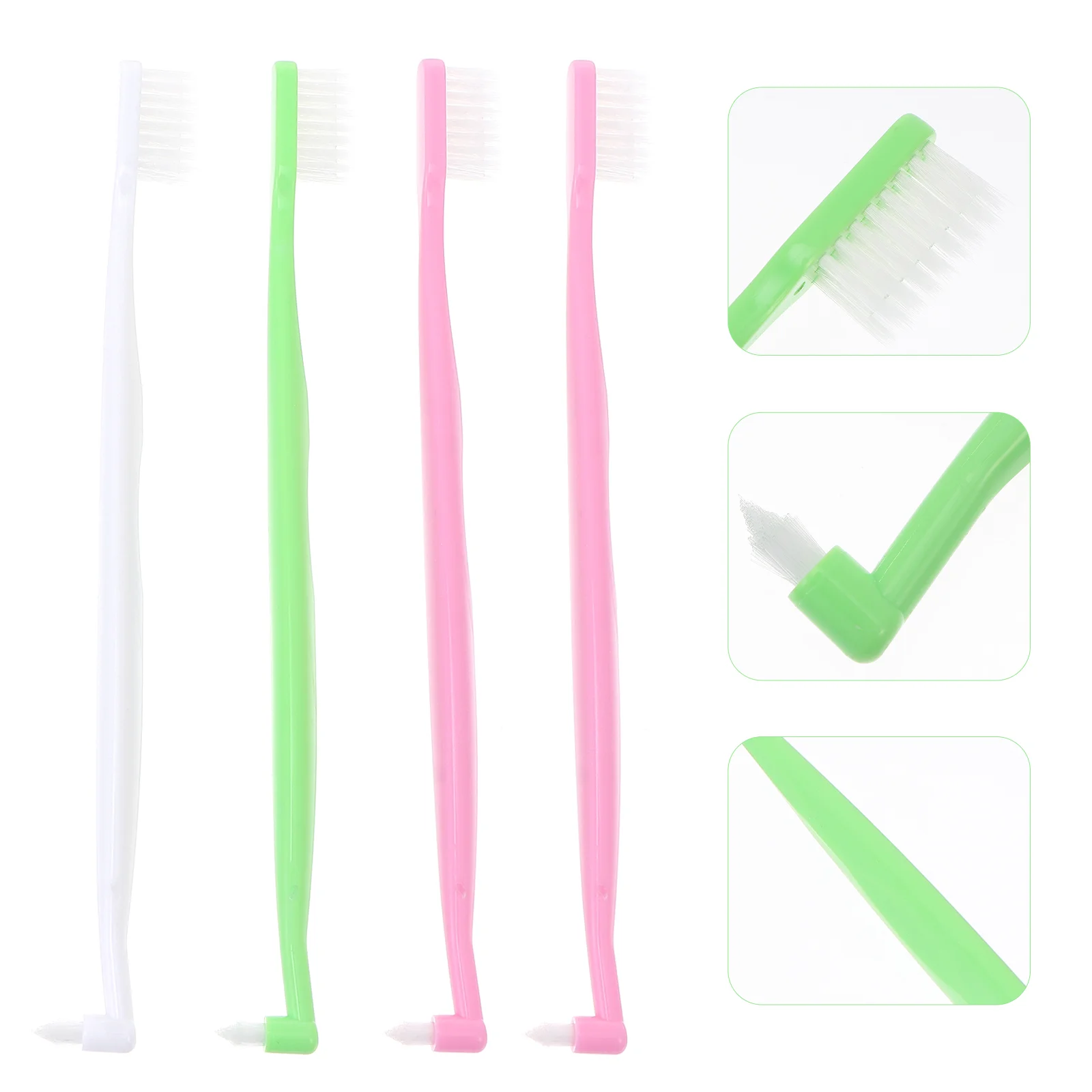 4 Pcs Double-Headed Wisdom Tooth Brush PP Material Toothbrush Tapered Clean Must-have Interdental Dual Heads Cozy Mixed Color