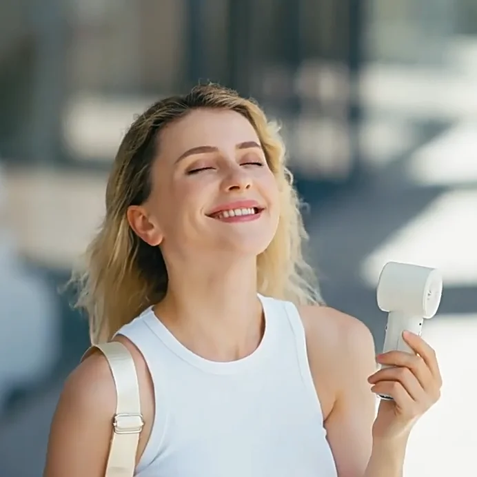 Portable 100-Speed Cooling Fan, 1-Second Ice Mode & 4000mAh, Mini Air Conditioner for Outdoor/Travel/Office