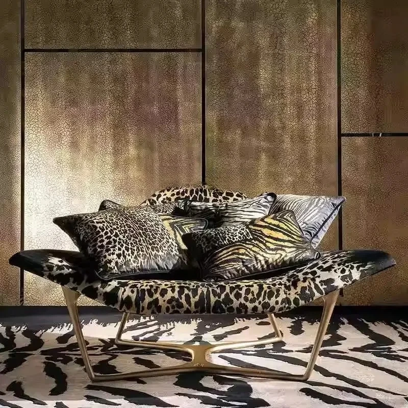 B Italian light luxury home sofa modern simple villa living room armchair starfish leopard print single chair