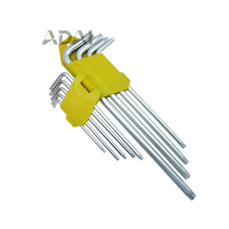 

Набор из 9 удлиненных шестигранных ключей с внутренним шестигранником средней длины.