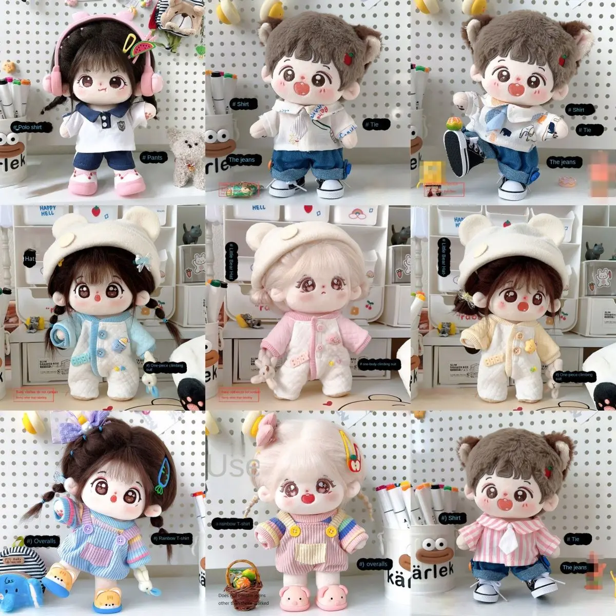 Fashion 20cm Cotton Doll Clothes Trendy Casual Shirt Jeans Tie Suit Cute Replacement Outfit Dressing Game DIY Dolls Accessories