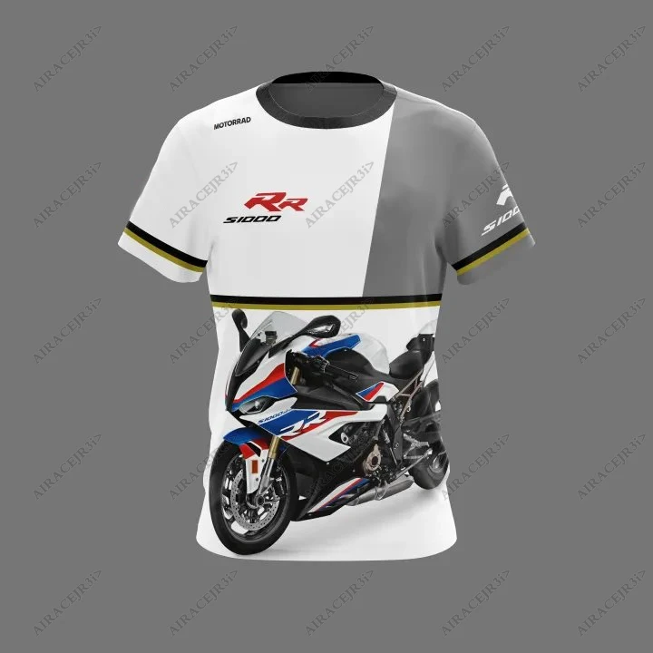 2024 For BMW S1000RR Motorcycle Motorrad WorldSBK Racing Team Motorsport T-Shirt White Grey Summer Mens Quick Dry Jerseys