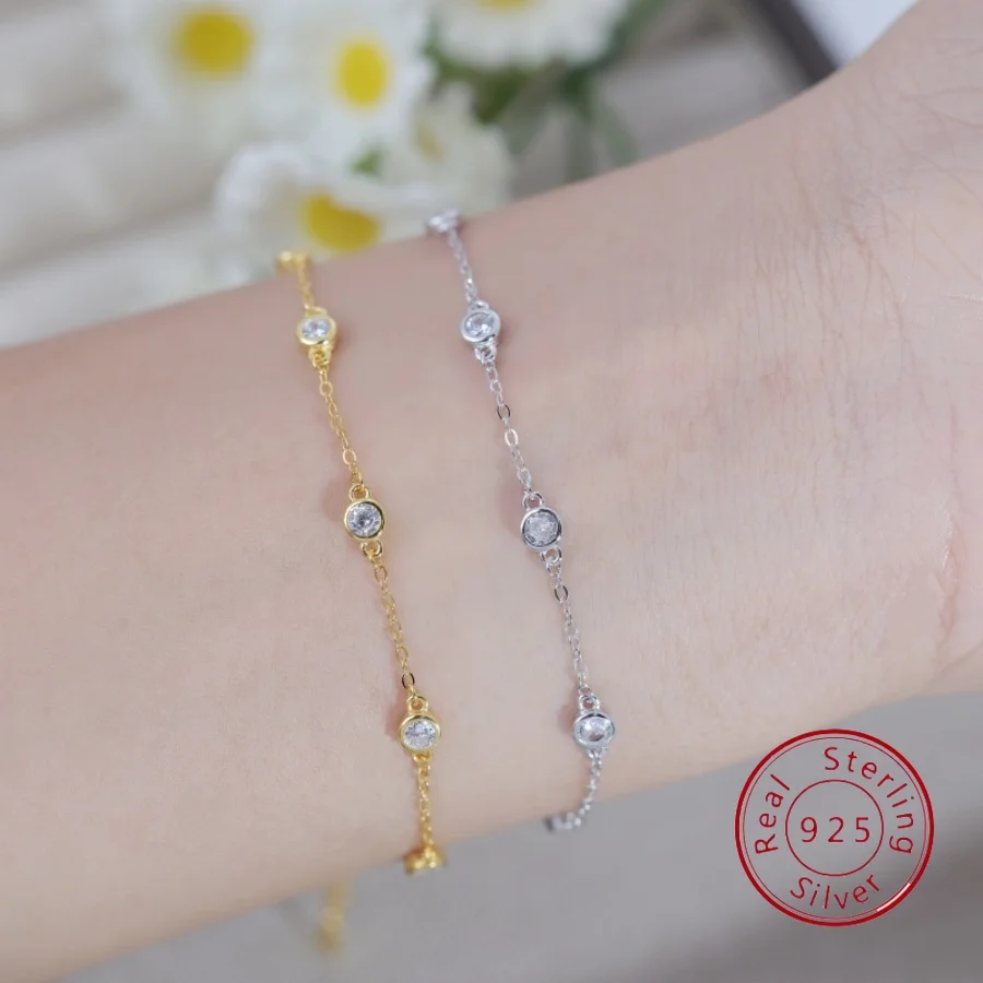 

Браслет из стерлингового серебра для женщин, европейский и американский стиль, красочный ниша с цирконием, Новое поступление, роскошные серебряные украшения