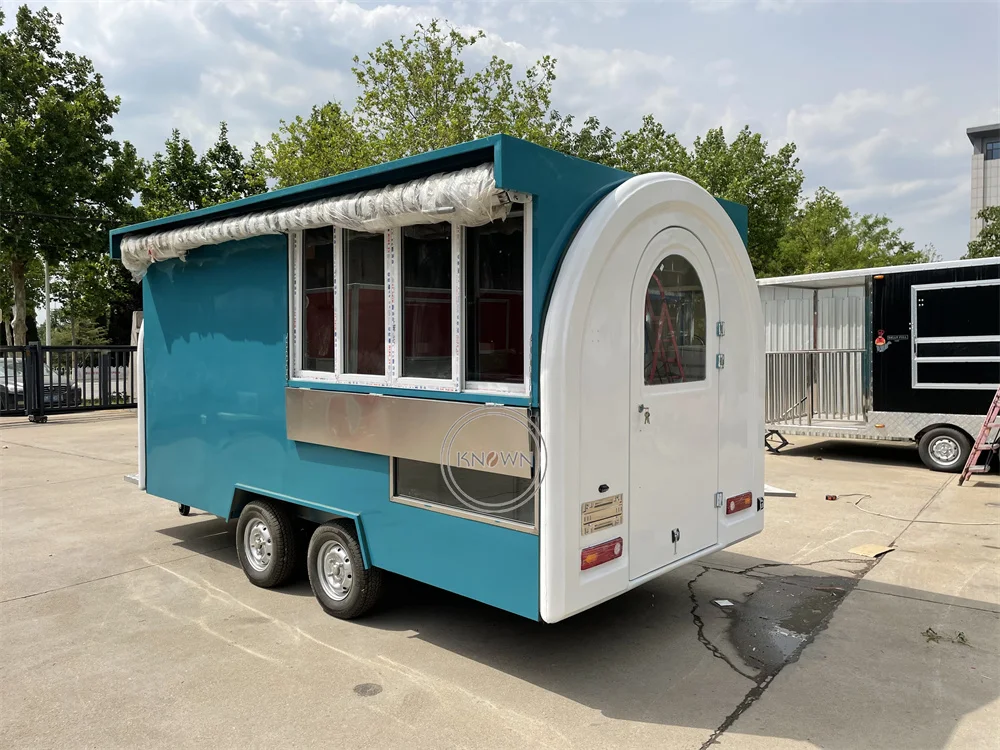 

Custom Food Truck Trailer Mobile Restaurant Coffee Ice Cream Kiosk Concession Fast Food Truck Van With Fully Kitchen Equipments