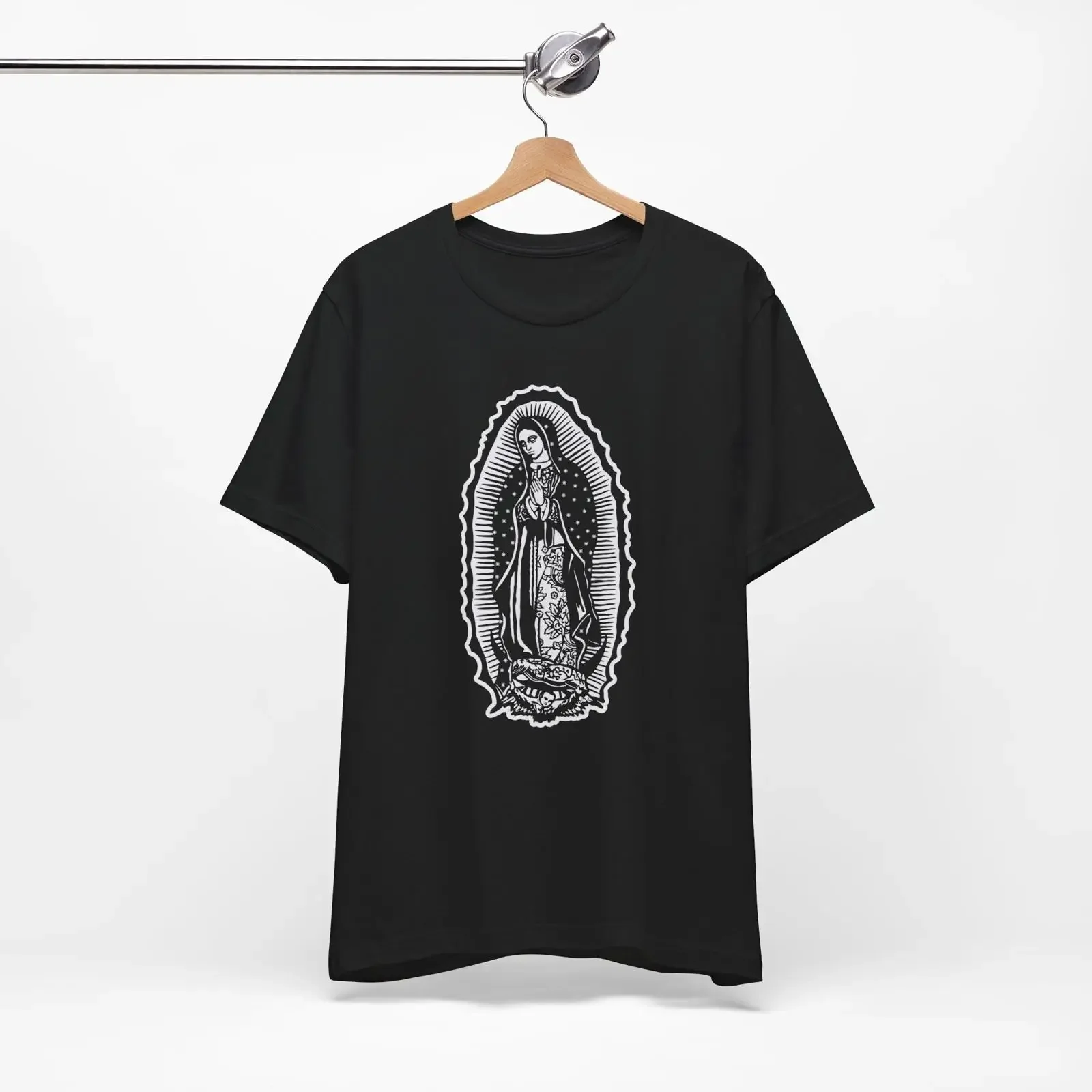 T-shirt Notre-Dame de Guadalupe, style dévotionnel vintage, légèrement délavé, streetwear homme, extensible, mode unisexe