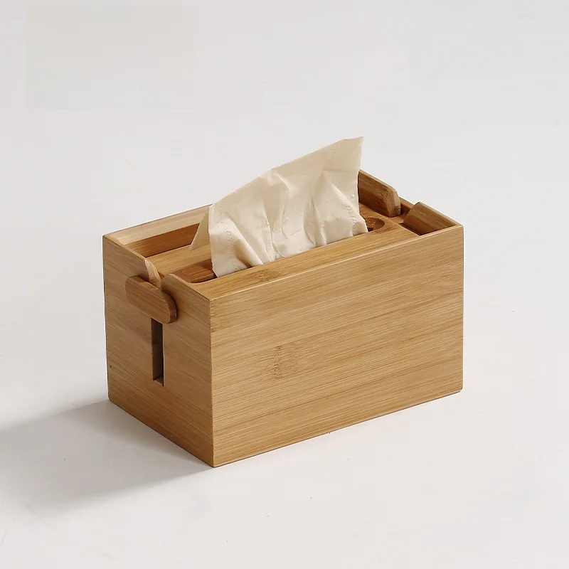 

Simple Creative Bamboo Tea Room Tissue Box Square Home Living Room Eco-friendly Pulling Paper Box Storage Organizer