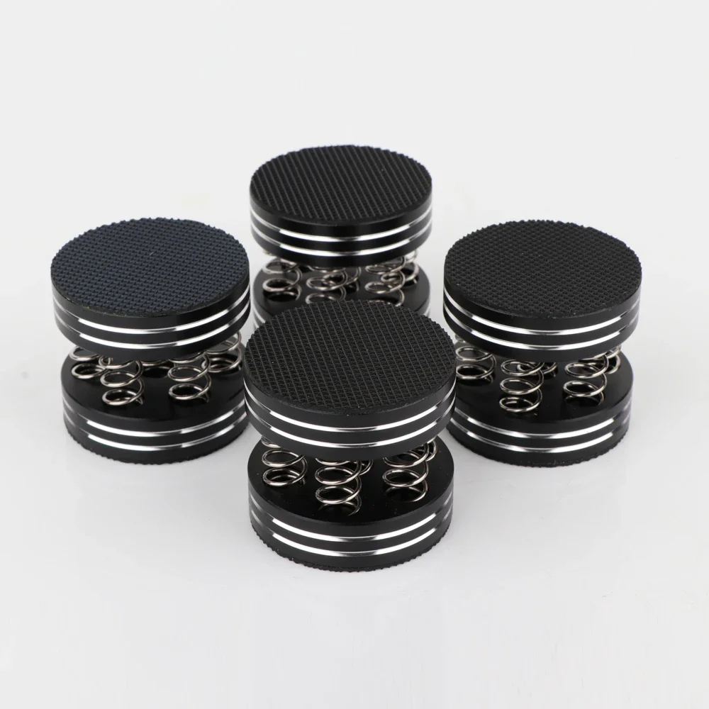 4 Stück Lautsprecher-Isolationsfüße, Aluminium-Federstoßdämpfer, Vibrationsdämpfende Basisplatten für Verstärker/DAC/Plattenspieler – Detail 7