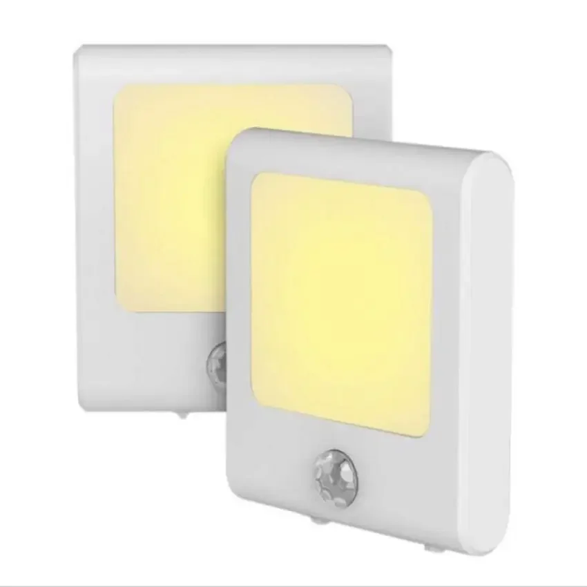 เซ็นเซอร์เคลื่อนไหวกลางคืนไฟ LED แบบเสียบปลั๊กไฟกลางคืน LED อบอุ่นขนาดเล็กพร้อมปรับความสว่างได้เซ็นเซอร์ตรวจจับการเคลื่อนไหวพลบค่ำถึงรุ่งอรุณ2ชิ้น/เซ็ต