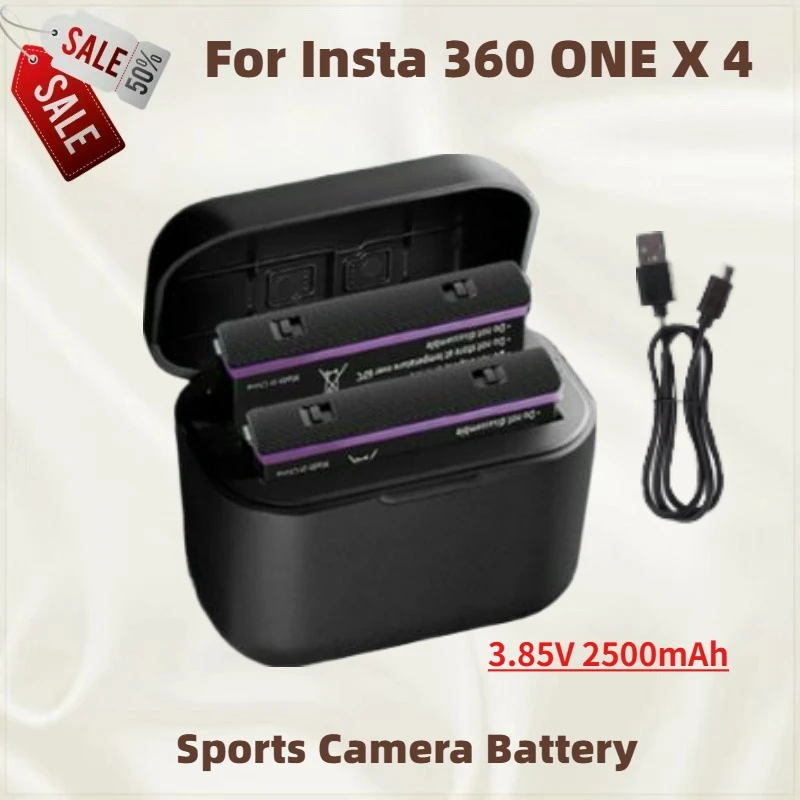 

High Quality 3.85V 2500mAh Replacement Battery +Fast Charging Case Storage Box for Insta 360 ONE X 4 Sports Camera Brand New