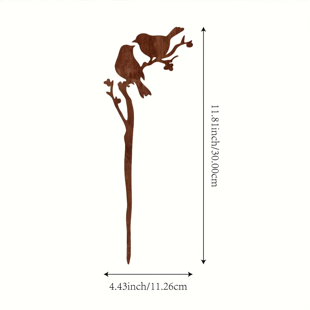 Metal of Rusty Bird Metal Garden Stake - Rust-Resistant Outdoor Decoration, 11.81 Inches Natural Style Lawn Art, Intricate Bird