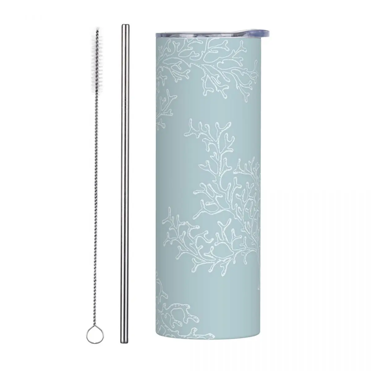 Duck Egg Blue Ocean Design Stainless Steel Tumbler Vacuum Insulated Mug Thermal Cold Cup Straw With Lid 20oz