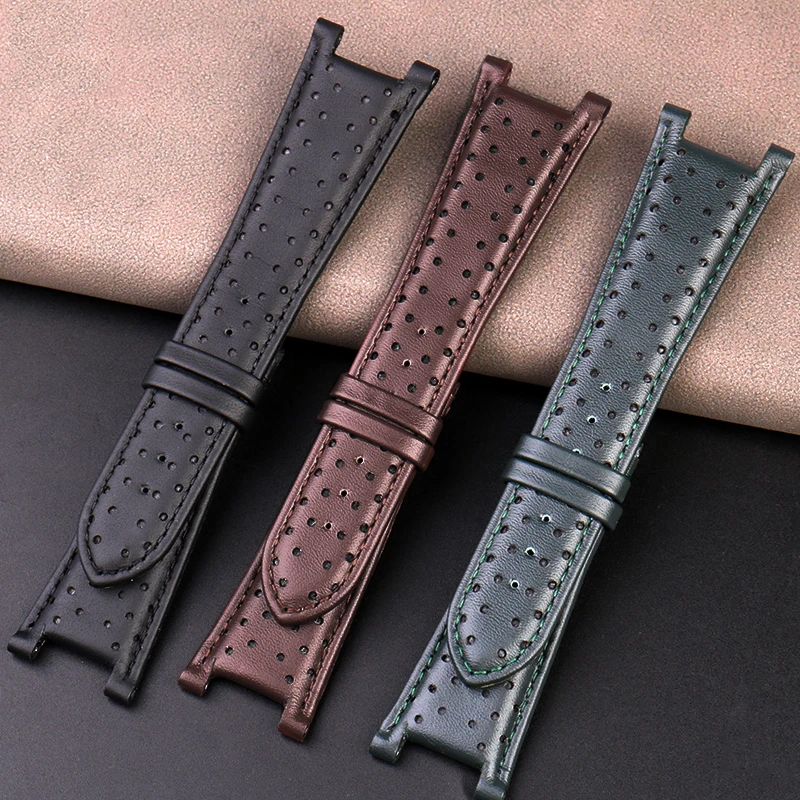 For Versace Large Dial Watch band VBR 8545 Notched Men\'s and Women\'s Genuine Leather Strap Accessories 26MM Calfskin Bracelet