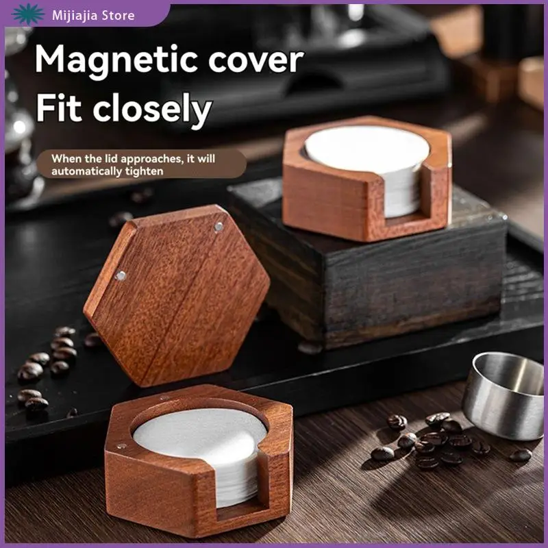 ラウンドエスプレッソサペリウッドストレージ無垢材フィルターペーパーストレージベース 58/53/51 ミリメートルユニバーサル販売