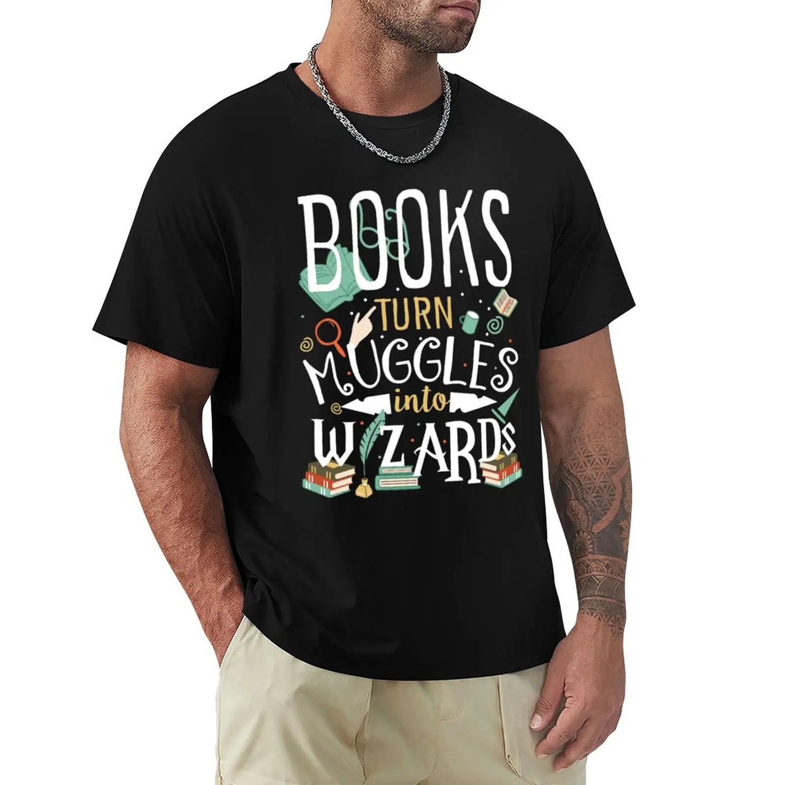 

Books turn Muggles into Wizards Essential . T-Shirt essential t shirt tees hippie clothes anime clothes cotton t shirt men