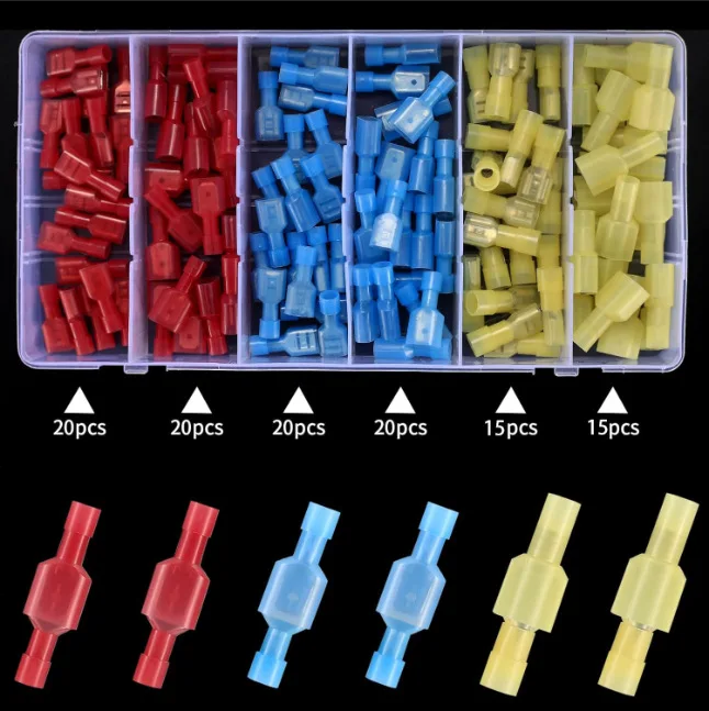 110Pcs Nylon Waterproof Wire Connectors, Male Female Quick Splice Butt Terminals with Storage Box