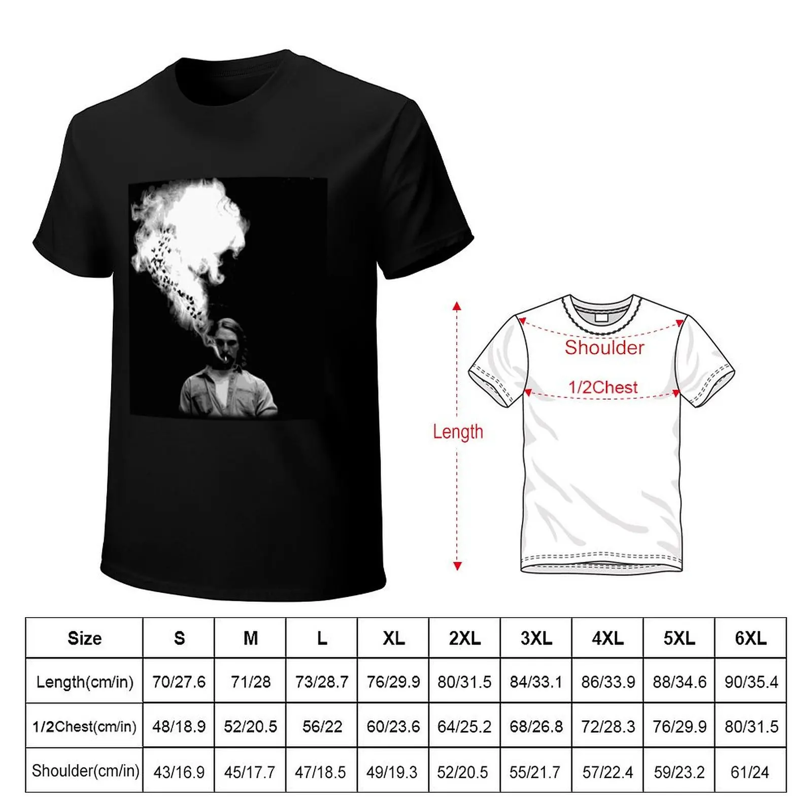 Rustin Cohle from True Detective Smoking a Cigarette T-Shirt Lightweight Basic Short Sleeve Shirt