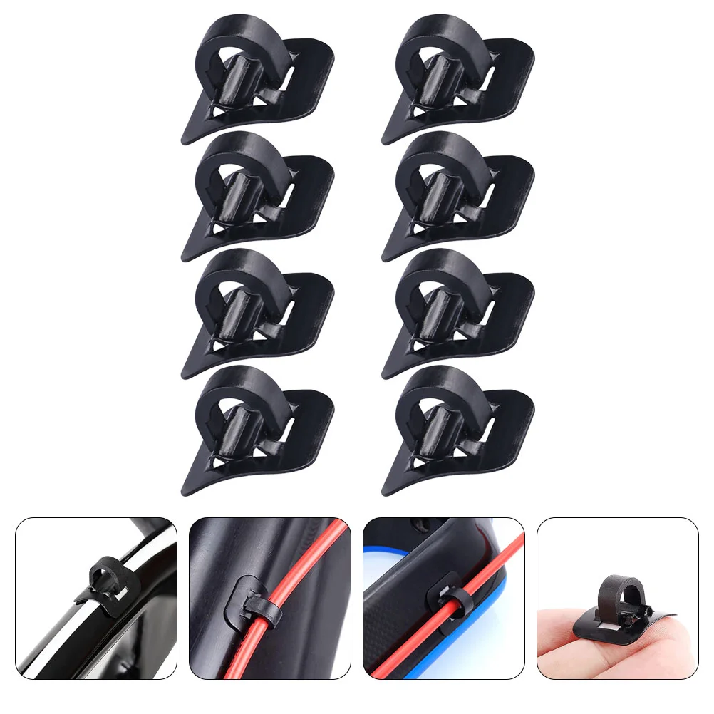 8 Sets Clip Conduit Liner Cable Buckle with Adhesive Seat Plastic Road Bicycle Derailleur Clamp