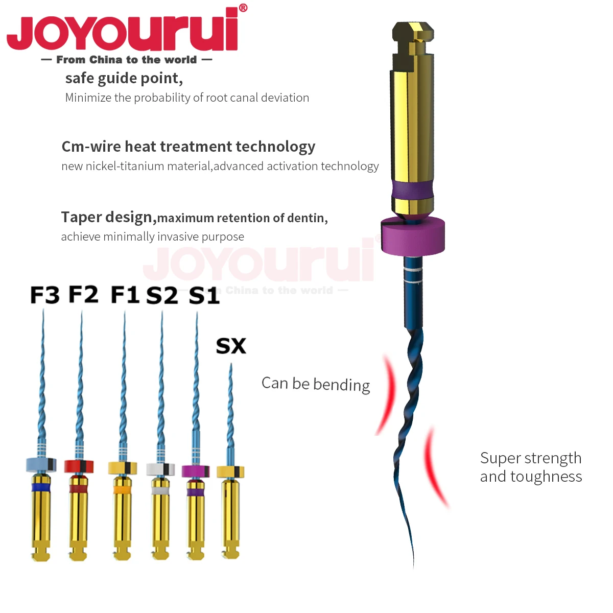 Dental Nickel-Titanium Thermal Root Canal Files (6 Pieces/Boxs) - Endodontic Treatment Instruments for Engine Use Dental