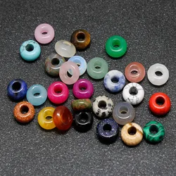 10Pcs/Lot Large Hole Gemstone Beads Charms Natural Stone Agate Spacer Beads for Jewelry Making Necklace Bracelet DIY Accessories