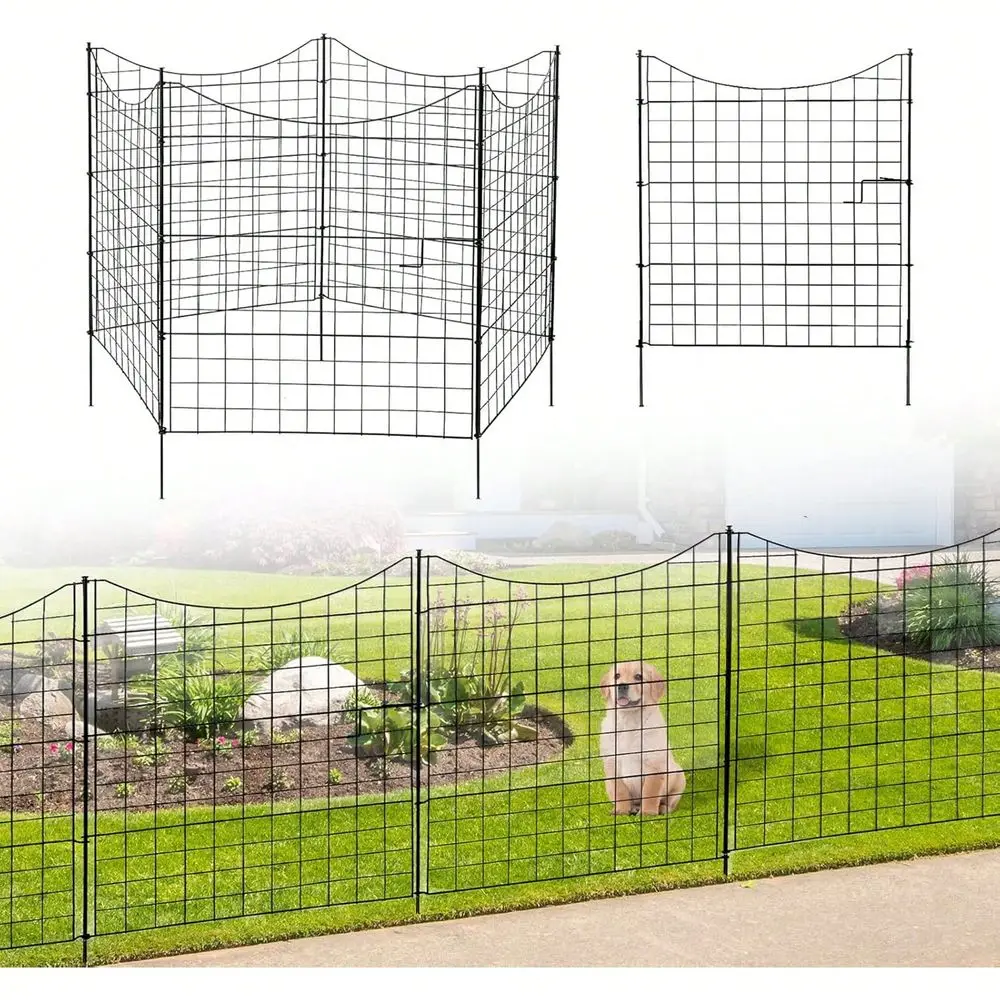

Fence, AntiRust Metal Animal Barrier, Decorative Garden Gate For Outdoor Yard Lawn Patio, Pet Enclosure 36 W X 39 H 5Panels Wit