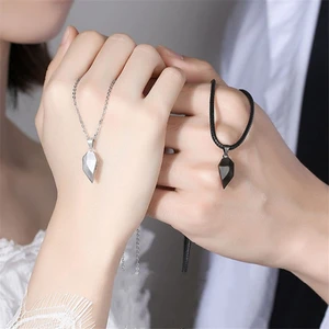 Simple electrocardiogram couple pendant necklace, magnetic heart pendant amendment necklace, Valentine's Day gift, good quality 8 Main Sales Necklace Heart - №3