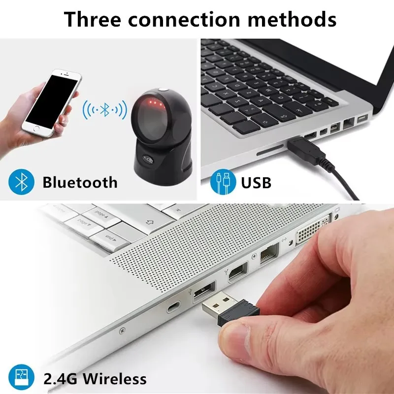 Supermarket checkout counter 1D/2D barcode 2.4G wireless Bluetooth scanner Product express barcode QR code scanning platform