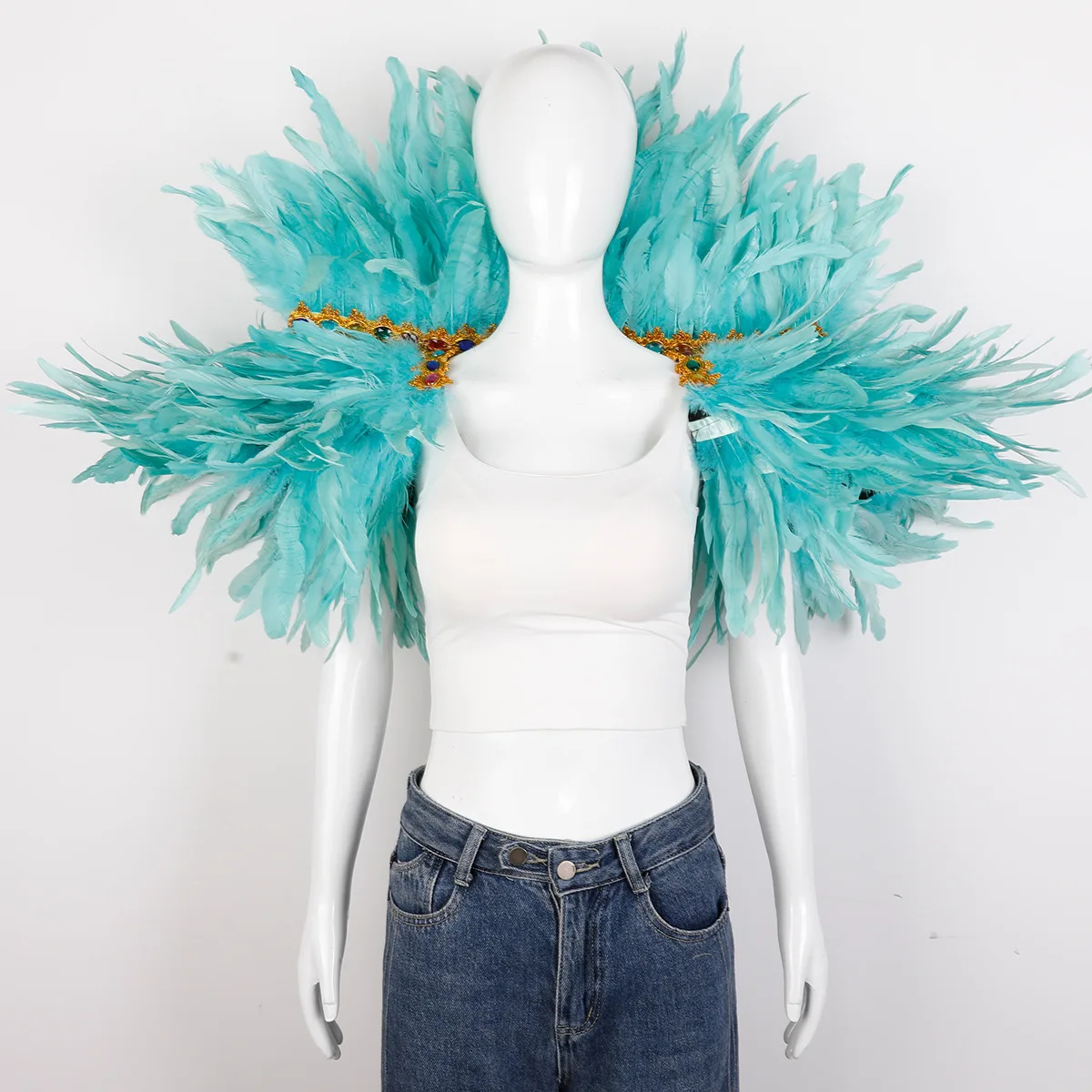Feder Schal Halloween Karneval Kostüm Runway Leistung Ball Weste Schal Mantel Party Schal Cosplay Frau Schal – Detail 22