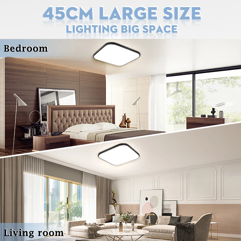 17.8inch Large Modern Ceiling Lamps LED Panel Square Ceiling Light For Living room Bedroom Kitchen Home Top Lamp 60W