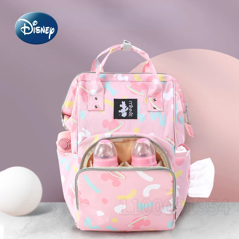 Disney Original New Mickey Diaper Bag Backpack Cartoon Cute Baby Diaper Bag Multifunctional Baby Bag Large Capacity Luxury Brand