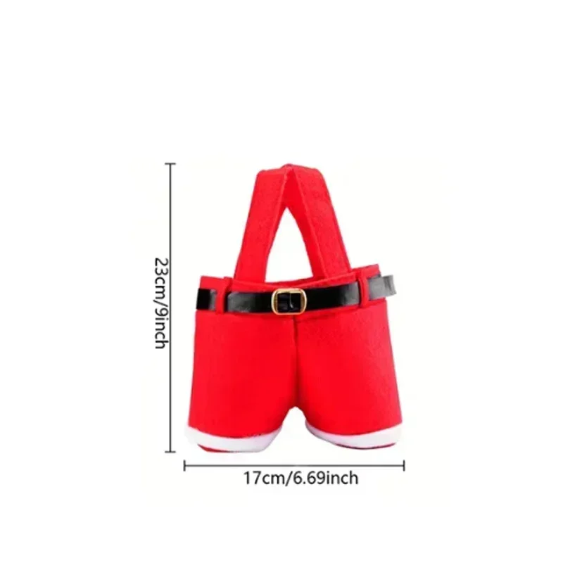 Bolsas de regalo de pantalones cortos de Papá Noel de Navidad, bolsas de asas de juguete para dulces, soporte para botellas de vino, recuerdo de fiesta reutilizable, suministros de decoración navideña