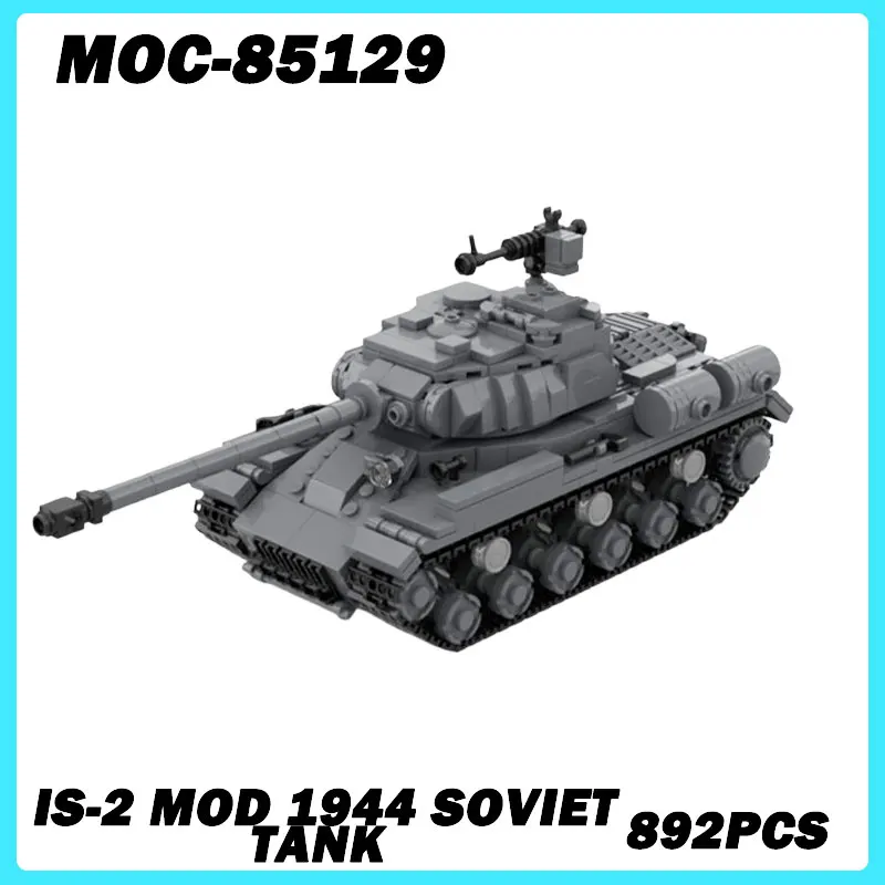 MOC-85129 WW II 군사 차량 시리즈 IS-2 모드 1944 소련 탱크 빌딩 블록, DIY 모델, 벽돌, 크리스마스 선물용 퍼즐 장난감