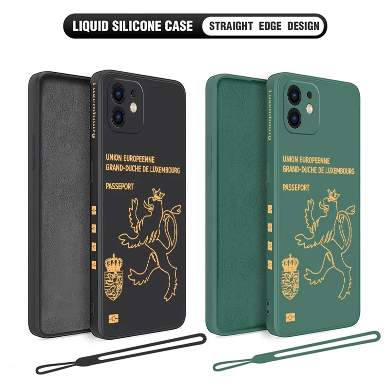 Luxembourg Passport Cover Phone Case For iPhone 15 14 13 12 11 Pro Max Mini X XR XSMAX SE 8 7 6S Plus Soft Liquid Silicone Cover