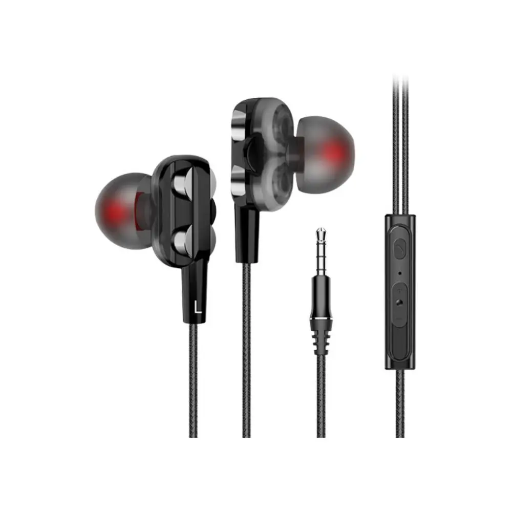 

Stereophony Headphone Stereo Earphones Double Dynamic Coil Plug-Type Wired Headphone Wired Headset 3.5mm Earphone Bass Earbuds