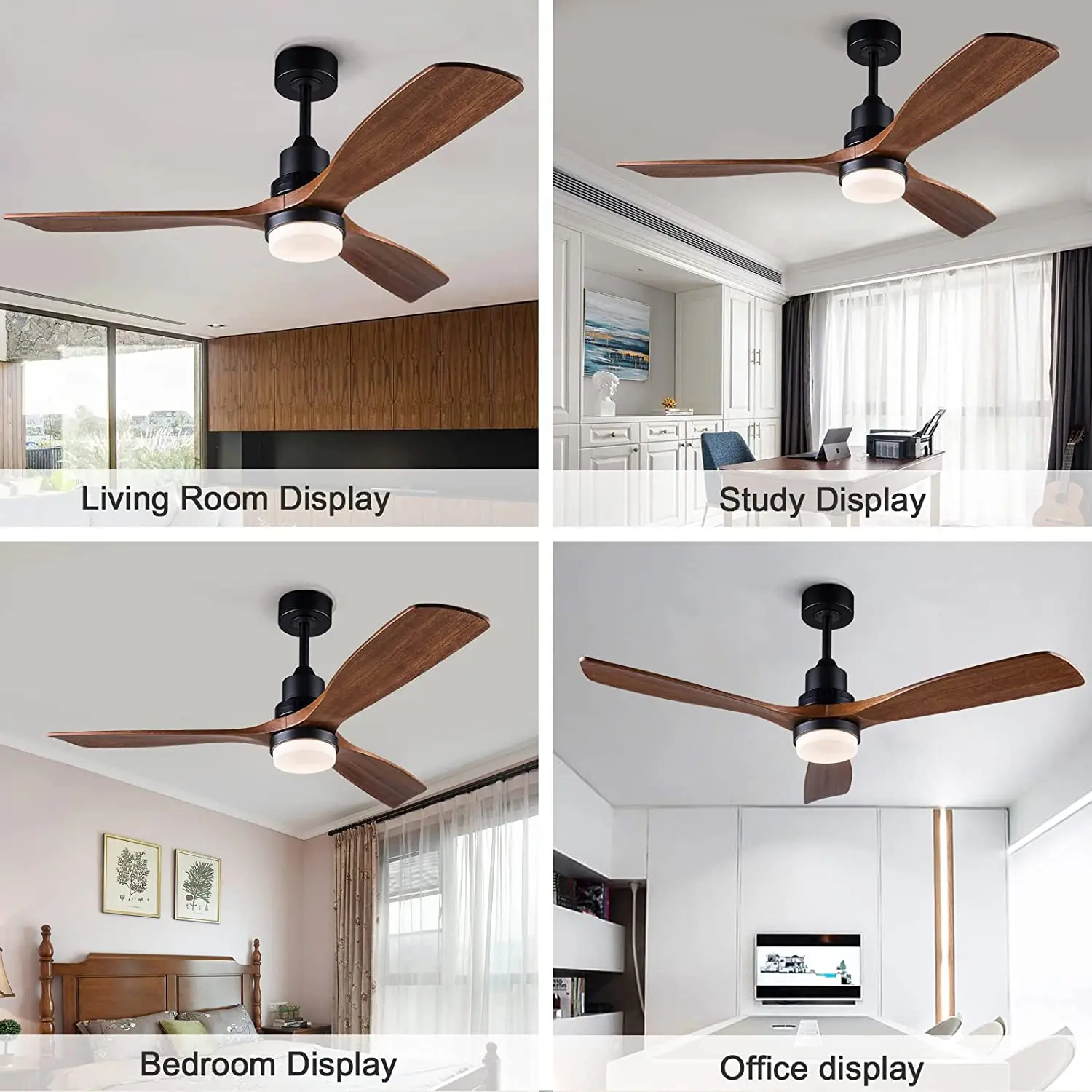 Industrial Ceiling Fans with Lights Remote Control Indoor Outdoor Wood Ceiling Fan with 3 Blade for Patio Living Room Bedroom