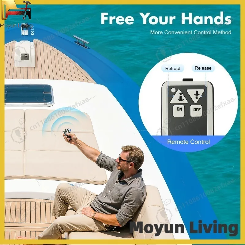 45 Lbs Electric Boat Anchor Winch with Wireless Remote Control Saltwater Pontoon Anchor Windlass for Small Boats Kayak Marine