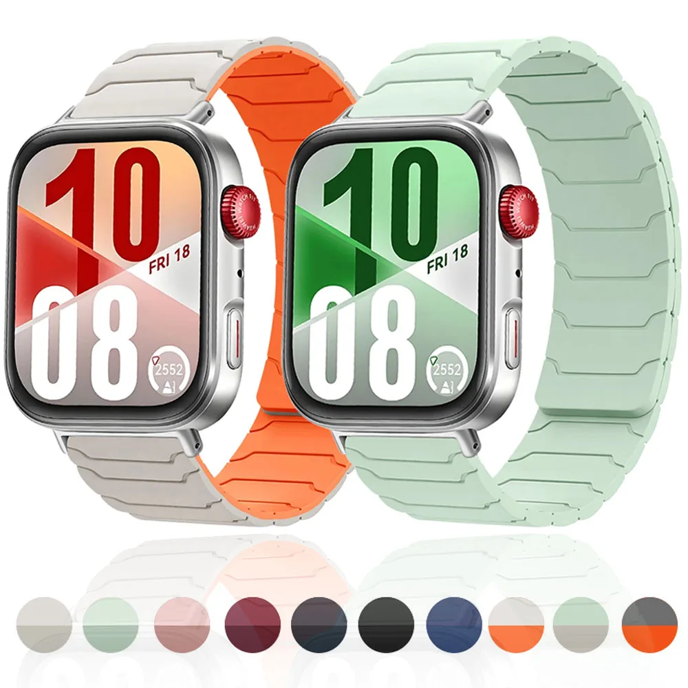 Magnetic Silicone Strap for Huawei Watch Fit 5/4/3 Sports Bracelet Replacement Wristband for Huawei Watch Fit 4 Pro/5 Pro Belt