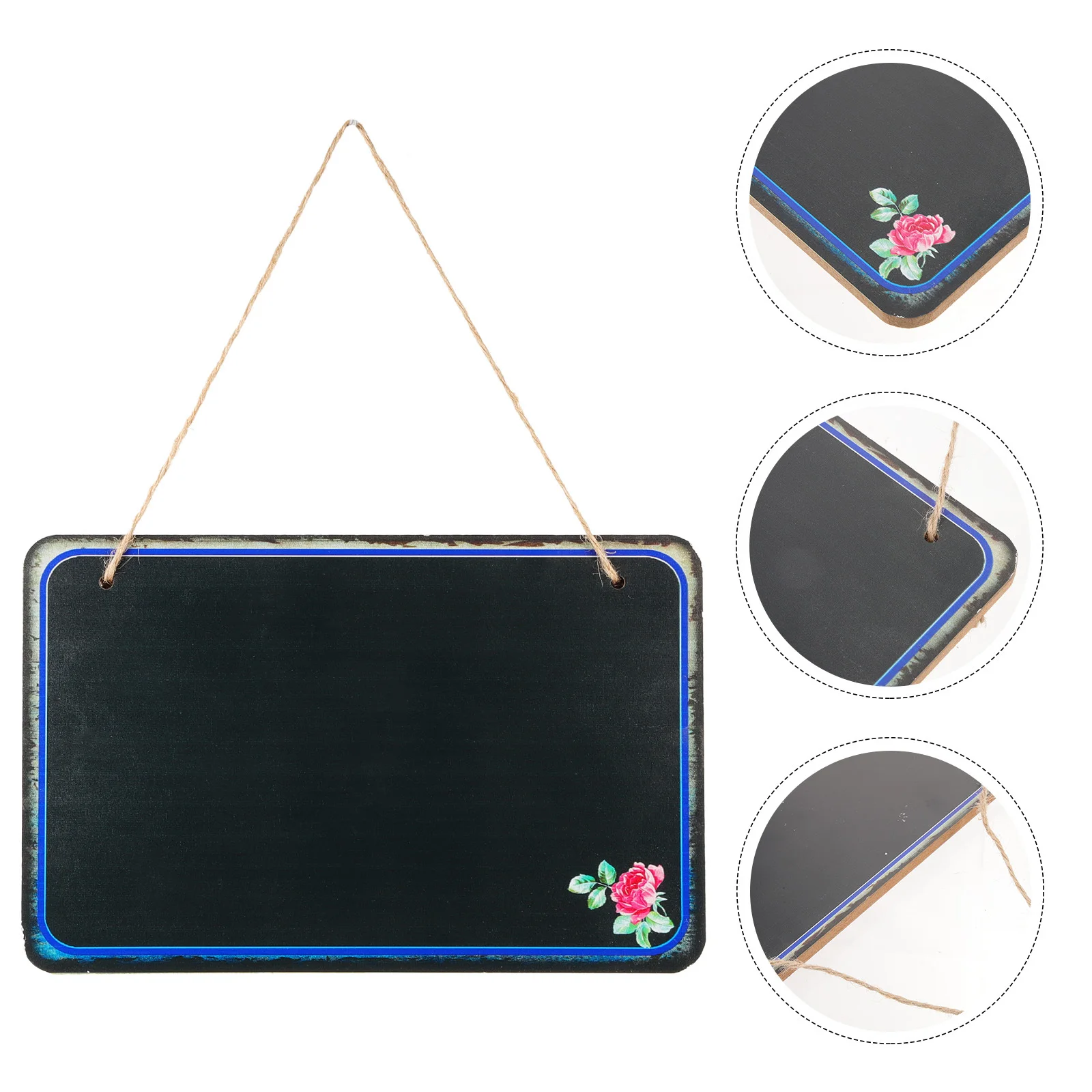 Pizarra pequeña para colgar en la pared, tablero de tiza Rectangular resistente con cuerda, tablero de exhibición de aviso de mensajes multifunción para el hogar