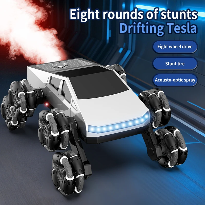 

New special stunt eight-wheel drive drifting remote control car, 360° rotationwith realistic spray effect，as a Christmas gift