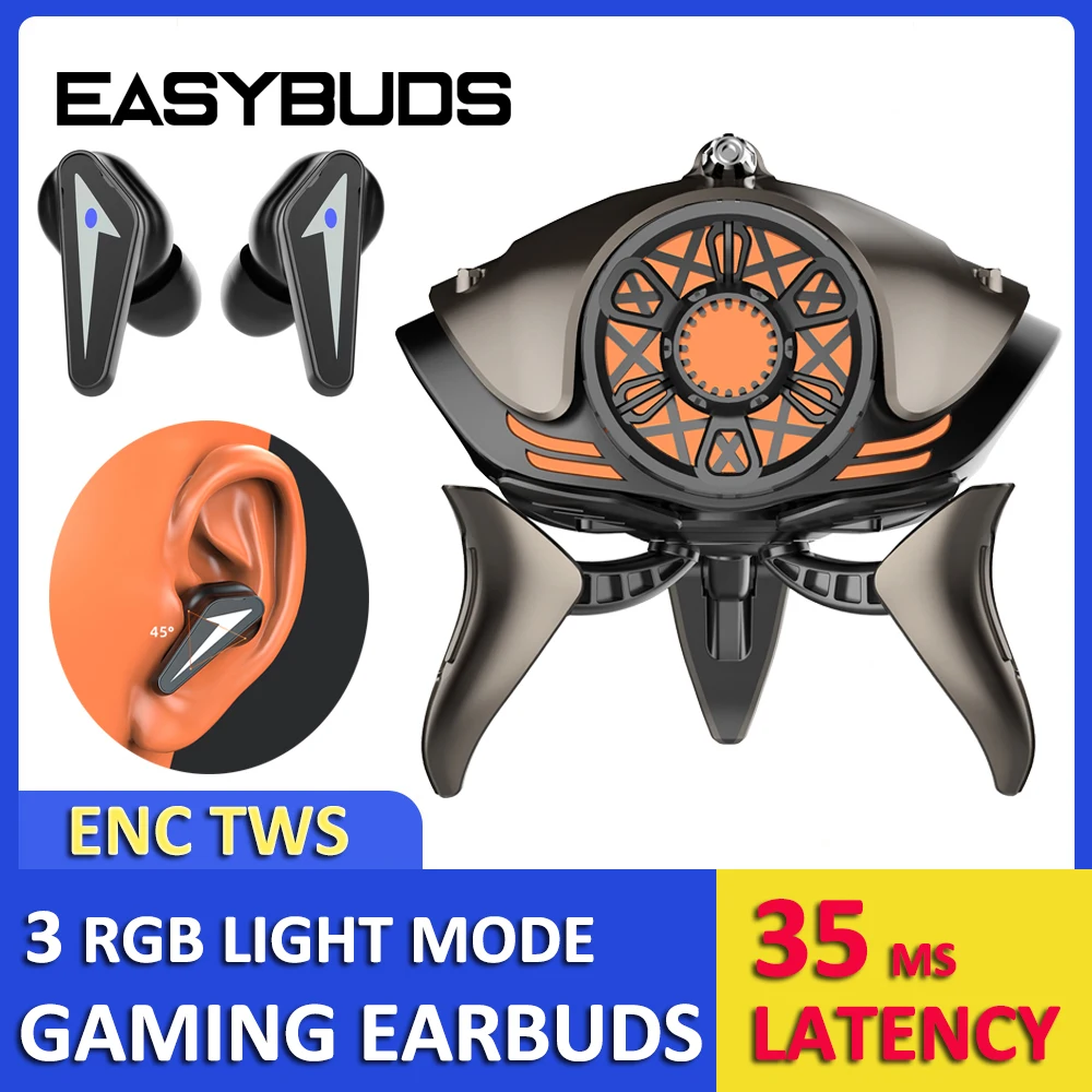 

EASYBUDS Mecha Style TWS Wireless Earphones Gaming Sports RGB Touch Super Bass Hifi Music Headsets ENC Noise Reduction Earbuds