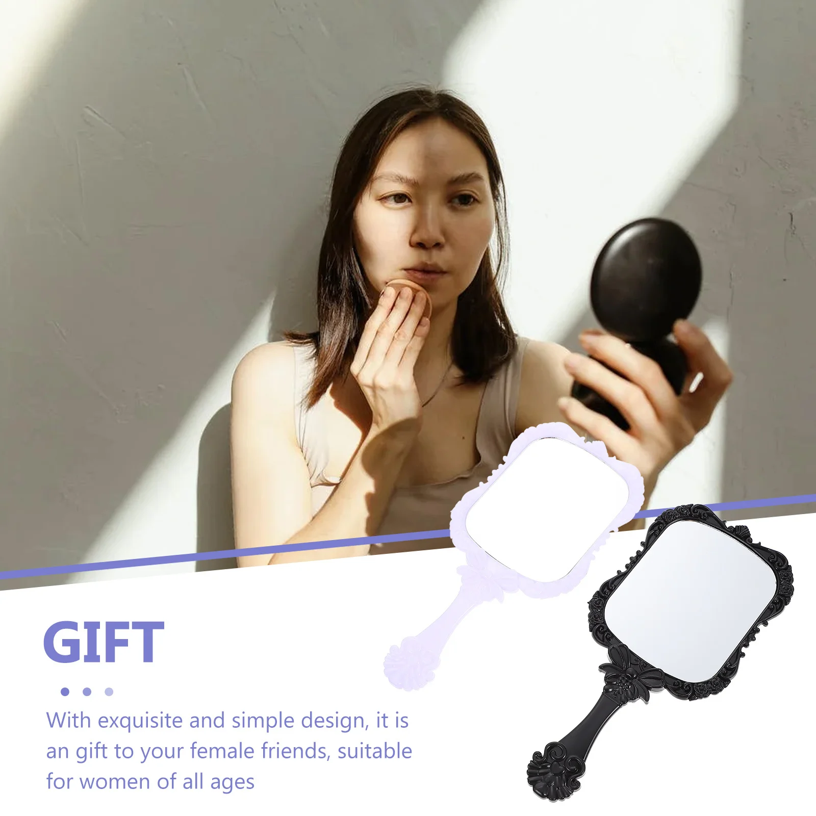 2 peças espelhos de maquiagem com alça elegante aperto confortável qualidade premium para espelhos de maquiagem