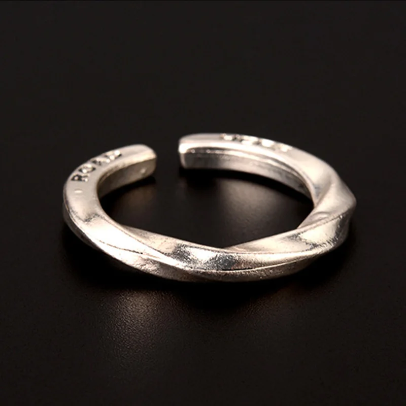 Retro Mobius Strip Ring For Men Silver Color Punk Gothic Rock Hiphop Open Ring Biker Accessories Handmade Jewelry Unisex Gift