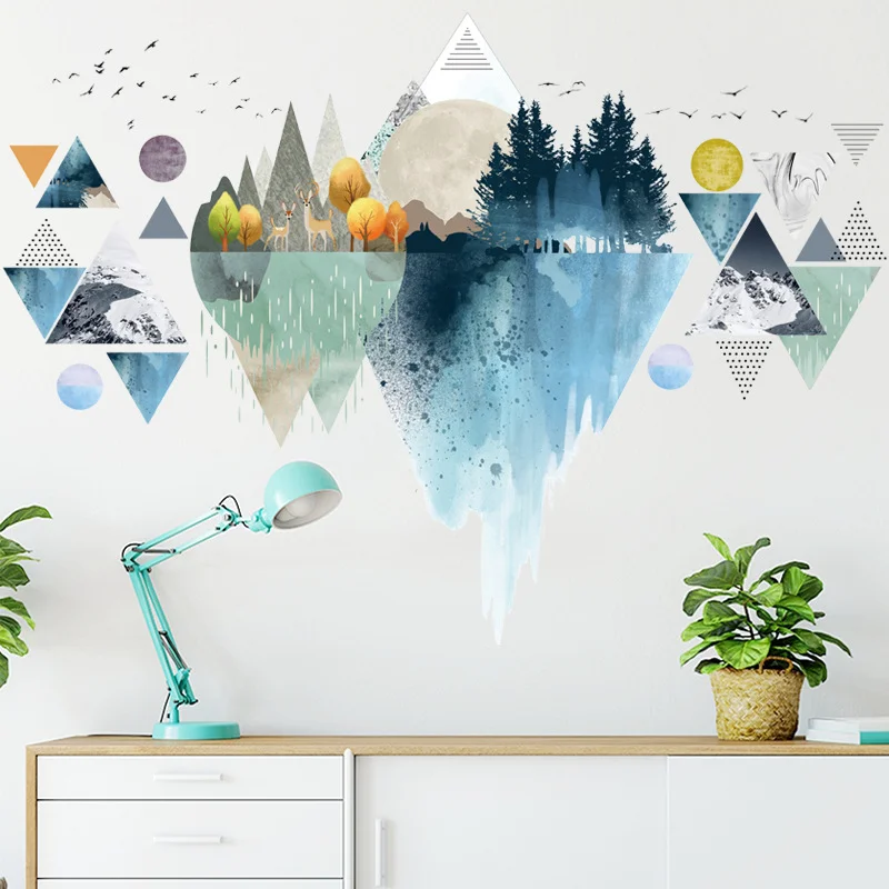 

Nordic Wall Sticker For Children Geometry Personality PVC Room Stickers Home Decoration Accessories Self-Adhesive Wallpaper